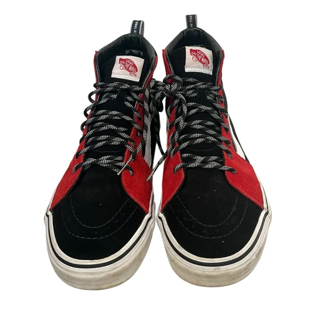 VANS | SK8-HI Red Black White‎ Off the Wall Since 1966 Script Men's Shoes 10.5